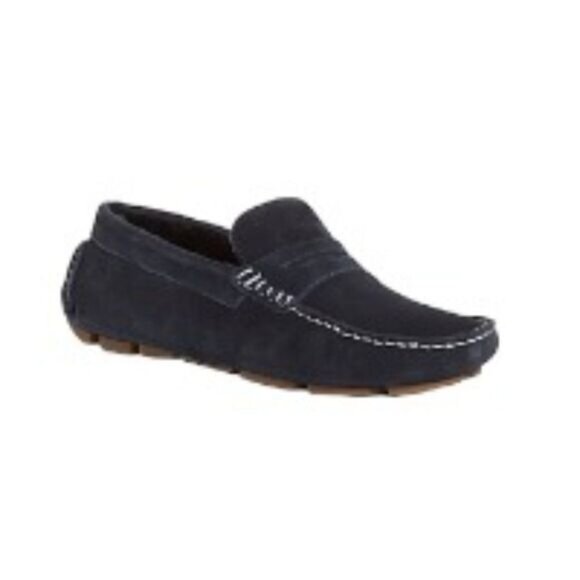 Bloomingdale's Shearling Moc Toe Slippers 141290 Size 8 Blue Black NWT - Picture 1 of 2